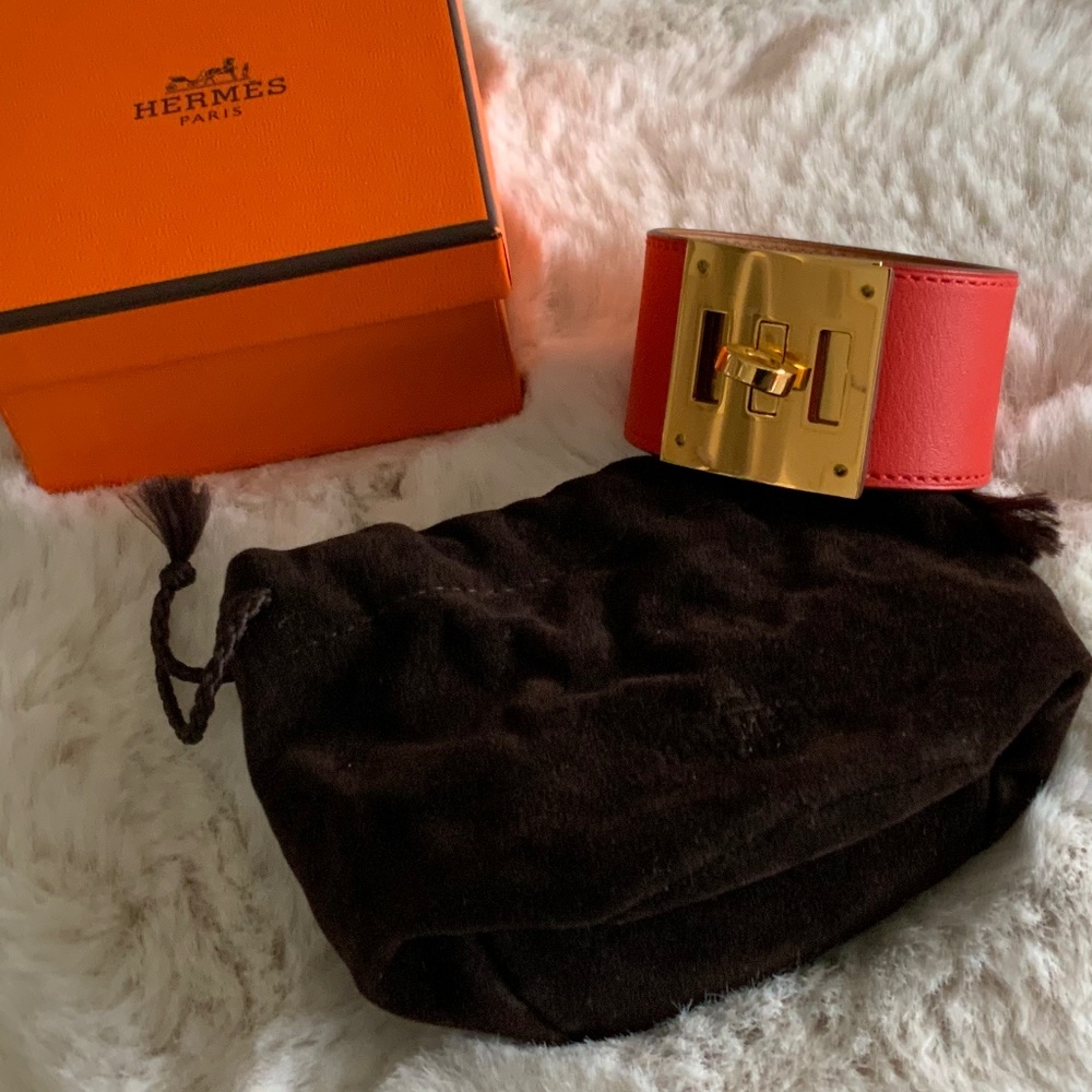 Hermes Kelly Dog Bracelet Capucine Orange Gold plated hardware